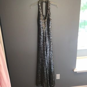Long silver sequined dress